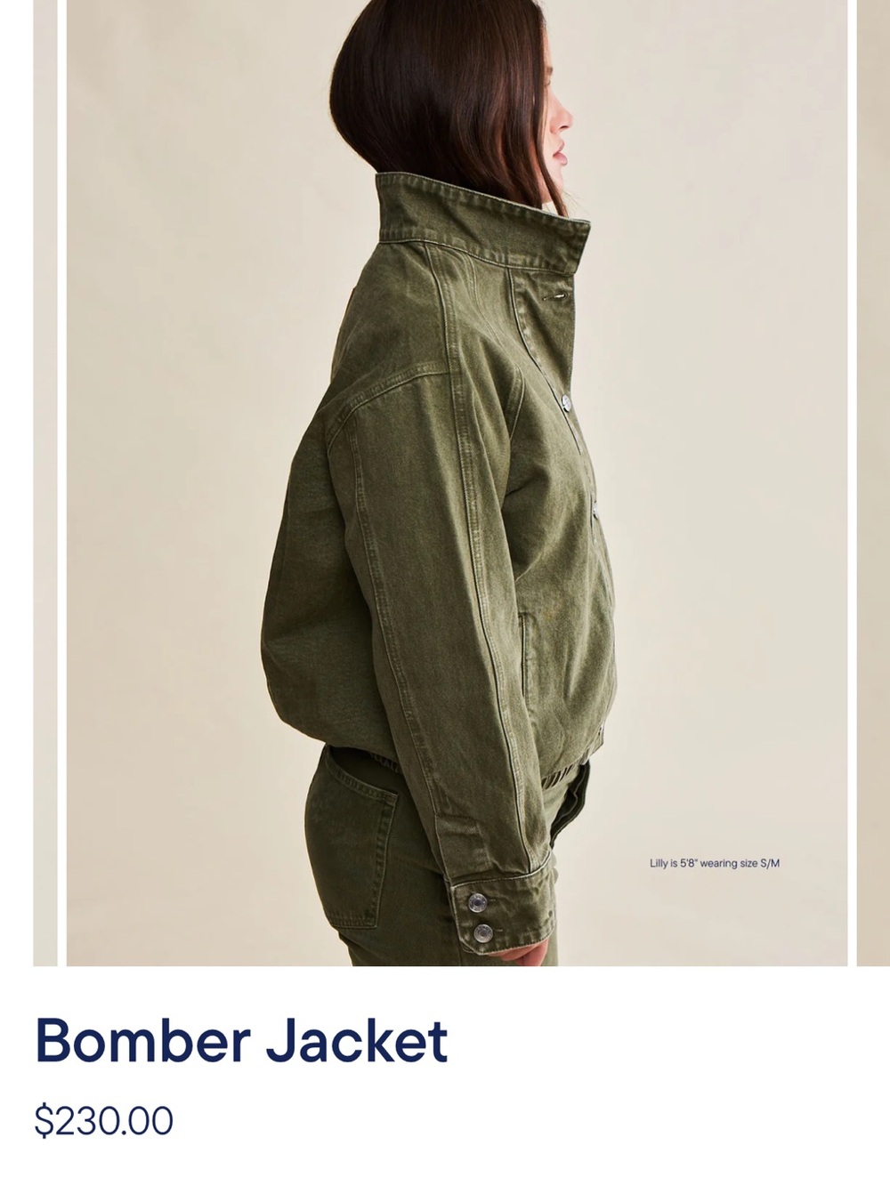 Parke Olive bomber jacket size XS